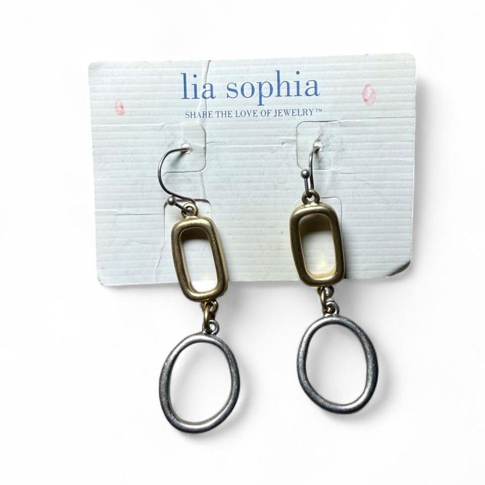Lia Sophia two-tone geometric drop earrings